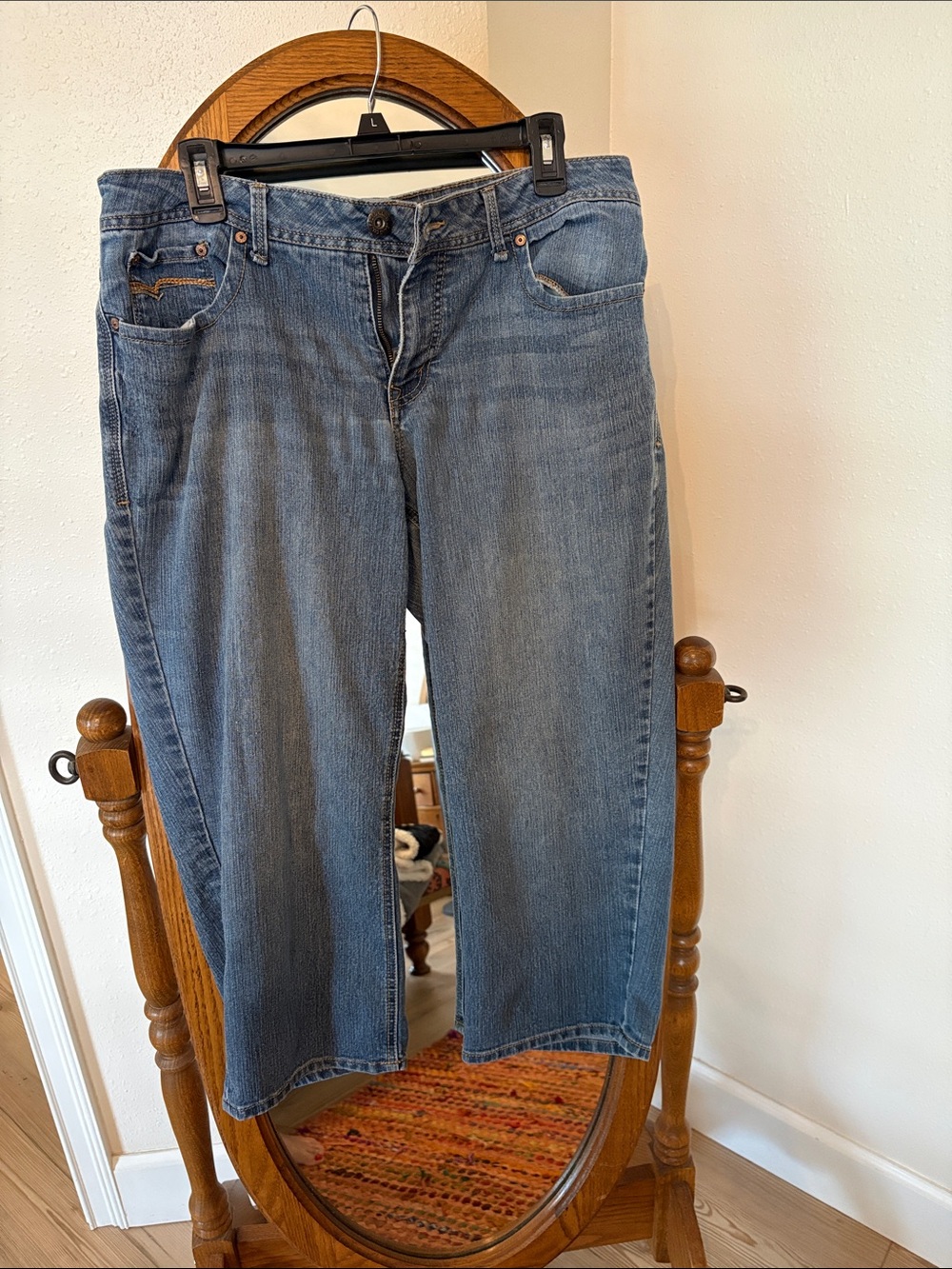 Faded Glory Medium Blue Denim Jeans with Contrast Stitching